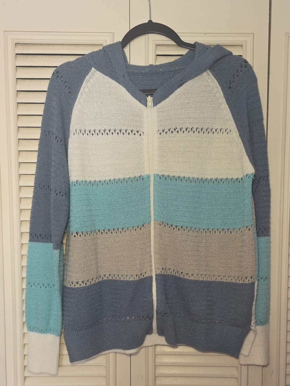 Acelitt Womens Color Block Hooded Zip Up Sweater